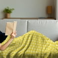 thumbnail image 3 of Abstract Soft Flannel Fleece Throw Blanket, Energetic Retro and Round Squares in Monochrome Design, Cozy Plush for Indoor and Outdoor Use, 70" x 90", Yellow Earth Yellow, by Ambesonne, 3 of 5