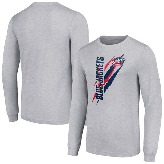 Men's Starter Heather Gray Columbus Blue Jackets Color Scratch Long-Sleeve T-Shirt