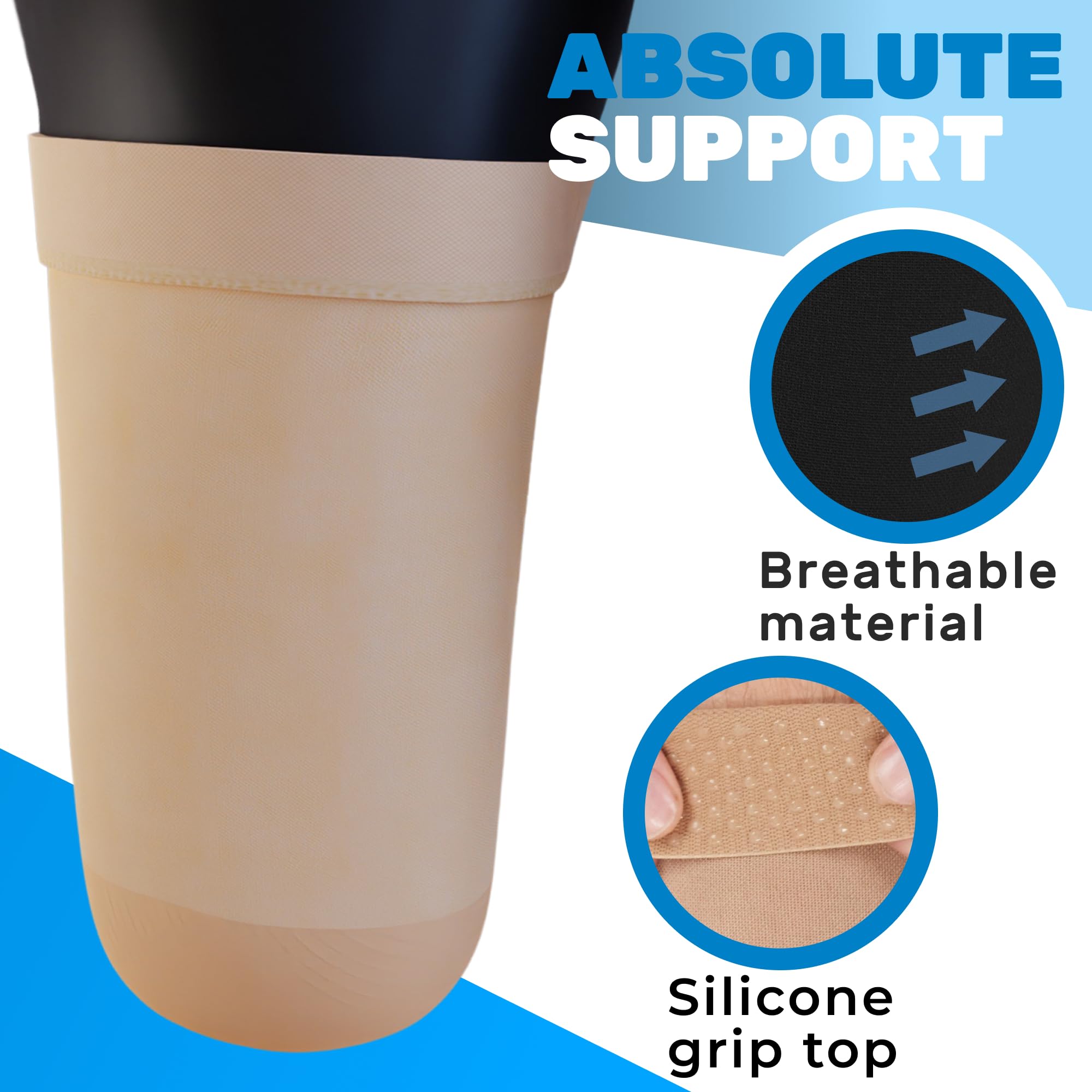 Absolute Support Above Knee Sock, Post-Amputation 20-30mmHg Beige, X-Large