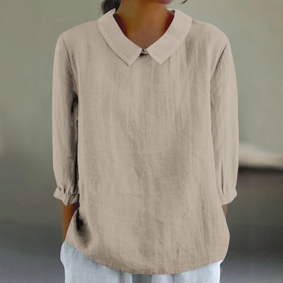 Cotton Linen Shirts for Women Casual Short Sleeve Blouses for Women Dressy Summer Cute Tops Tunic Top