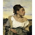 thumbnail image 2 of Delacroix, Eugene 26x30 White Modern Wood Framed Museum Art Print Titled - Young Orphan in the Cemetery, 2 of 4