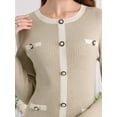 thumbnail image 4 of DARING DIVA Stylish Midi Long Sleeves Elegant Sweater Design Dress S Beige, 4 of 6