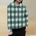 thumbnail image 2 of Plaid Shirts For Women Lapel Button Down Long Sleeve Spring Fall Cardigan Casual Stylish Lightweight Blouse Loose Fit (XXL, Green), 2 of 5