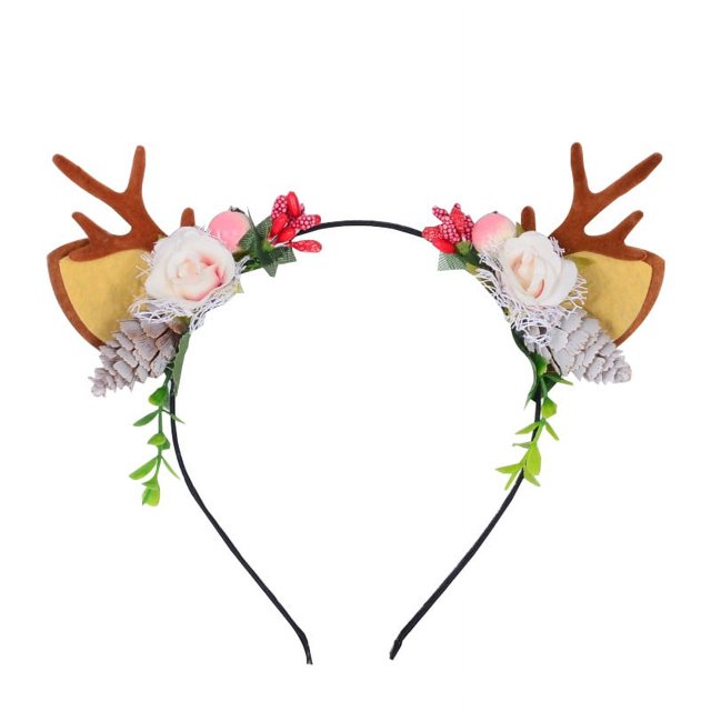 Diadema navideña con astas de flores, diadema con cuernos de animales y alces