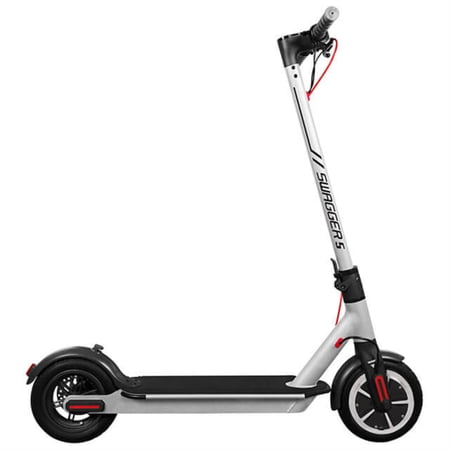SWAGTRON App-Enabled Swagger 5 Boost Commuter Electric Scooter with Upgraded 300W Motor and 1-Click Quick Folding | Reach Max. Speeds up to 18 MPH with Enhanced Battery for Extended Rides (Silver)