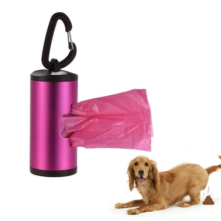 colorful Pet Poop Holder Dog Waste Dispenser Aluminum Alloy Tube Includes 15pcs Waste Bags