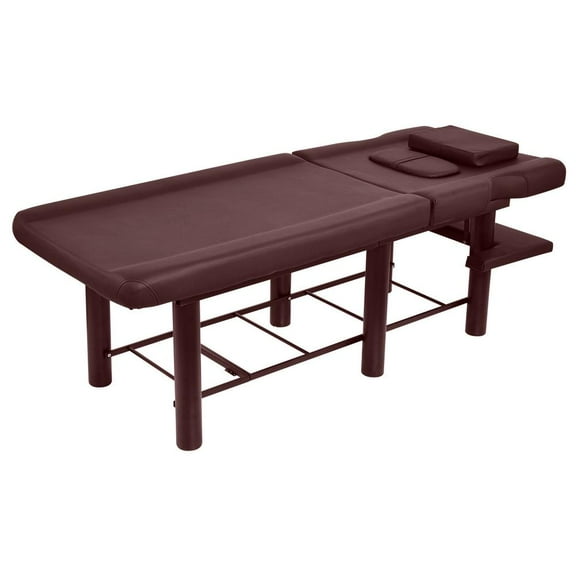 Heavy Duty Professional Stationary Massage Bed, Massage Bench Waxing Bed, Metal Frame Esthetician Table (Brown)