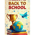 thumbnail image 4 of Yellow Welcome Back to School Banner, Globe Trophy and Book Elements, Backdrop Decorations for School Entrance Party Classroom Decor Photography Props, 4 of 4