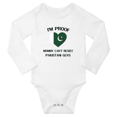 

I m Proof Mommy Can t Resist Pakistani Guys Baby Long Sleeve Romper Bodysuit (White 6 Months)