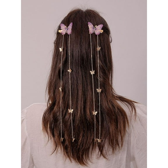 Women's Butterfly Tassel Press Hair Clip Street Style, Y2K Claw Clip Hair Claw Hair Clip, School Supplies