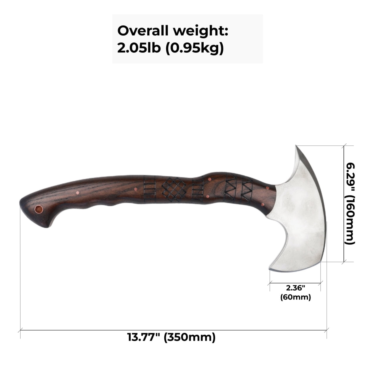 Forged Camping Hatchet 13.77", Camp Axe w/ Engraved Handle, Functional Axe