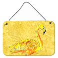 thumbnail image 1 of "Caroline's Treasures Flamingo on Yellow Aluminium Metal Wall o Door Hanging Prints, 8 x 12", multicolor " Caroline's Treasures 8872DS812, 1 of 1