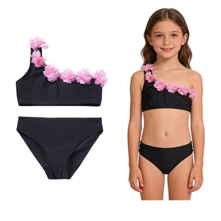 Swimsuits for Kids Girls Quick Dry 2 Piece Swimwear with Chest Pad Girl Bathing Suits Size 3-4 Years