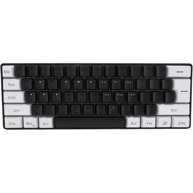 ZOUSSIQI Wired Keyboard Gaming Keyboard Plug and Play 61 Keys ABS Keycaps for Desktop Laptops (Black White) CA919-38547