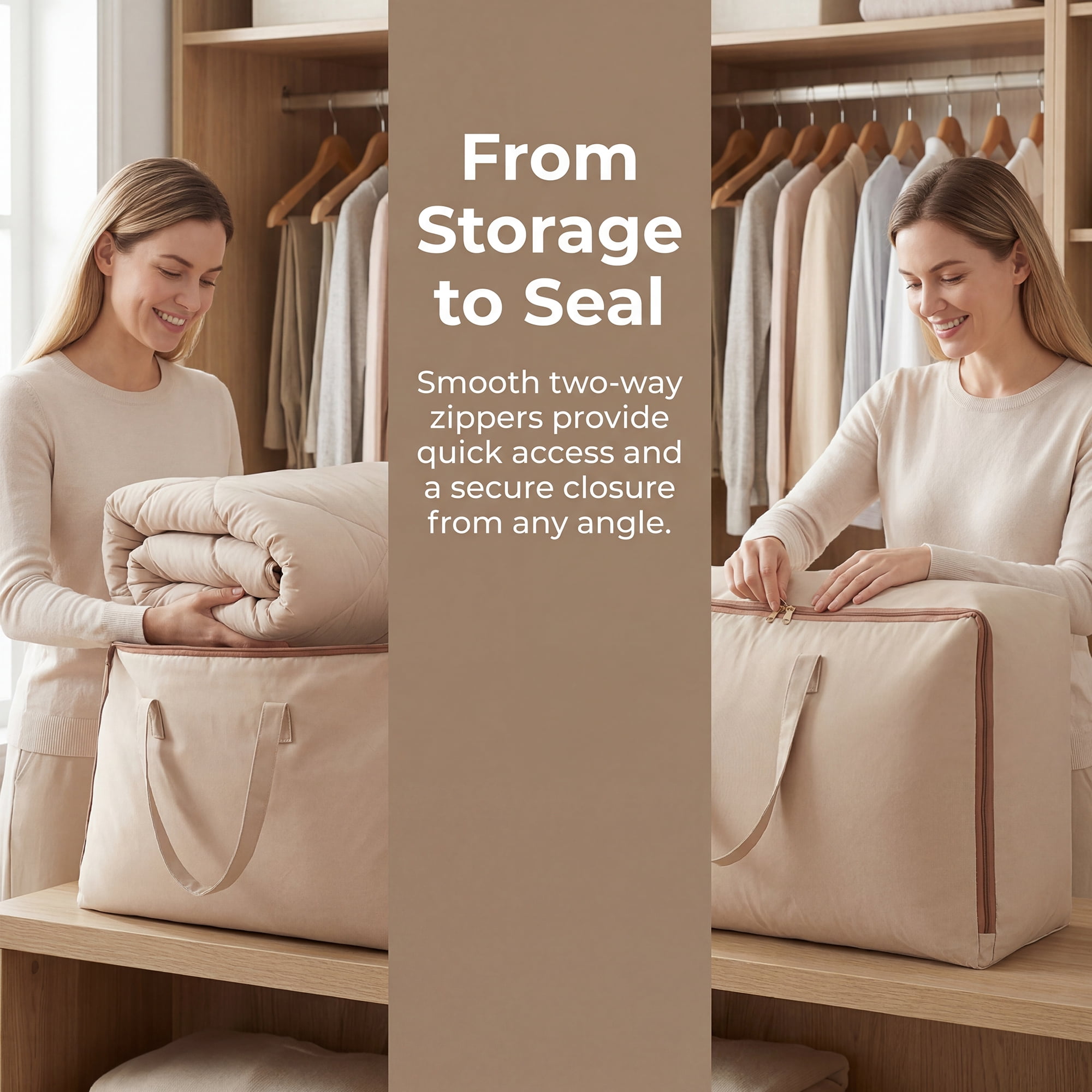 Unique Bargains Clothes Storage Bag for Organizing Closet Beige 27.6"x11.8"x19.7"