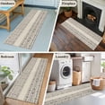 thumbnail image 6 of Bohemian Ethnic Washable Runner Rugs 2'x6', Brown Black Lines Linen Texture Low Pile Throw Entryway Rug Non-Slip Sturdy Edge Binding Carpet for Indoor Bedside Entrance Bedside, 6 of 9