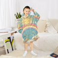 thumbnail image 6 of FORMRS Wearable Blanket Hoodie with Sleeves for Kids Cozy Flannel Sweatshirt, Retro Beige Rainbow, 6 of 7