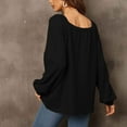 thumbnail image 4 of Hauts d'Automne pour Femmes Col Rond Couleur Unie Manches Longues Blouse Habillée Décontractée Coupe Ample Confortable pour Sortir, 4 of 4