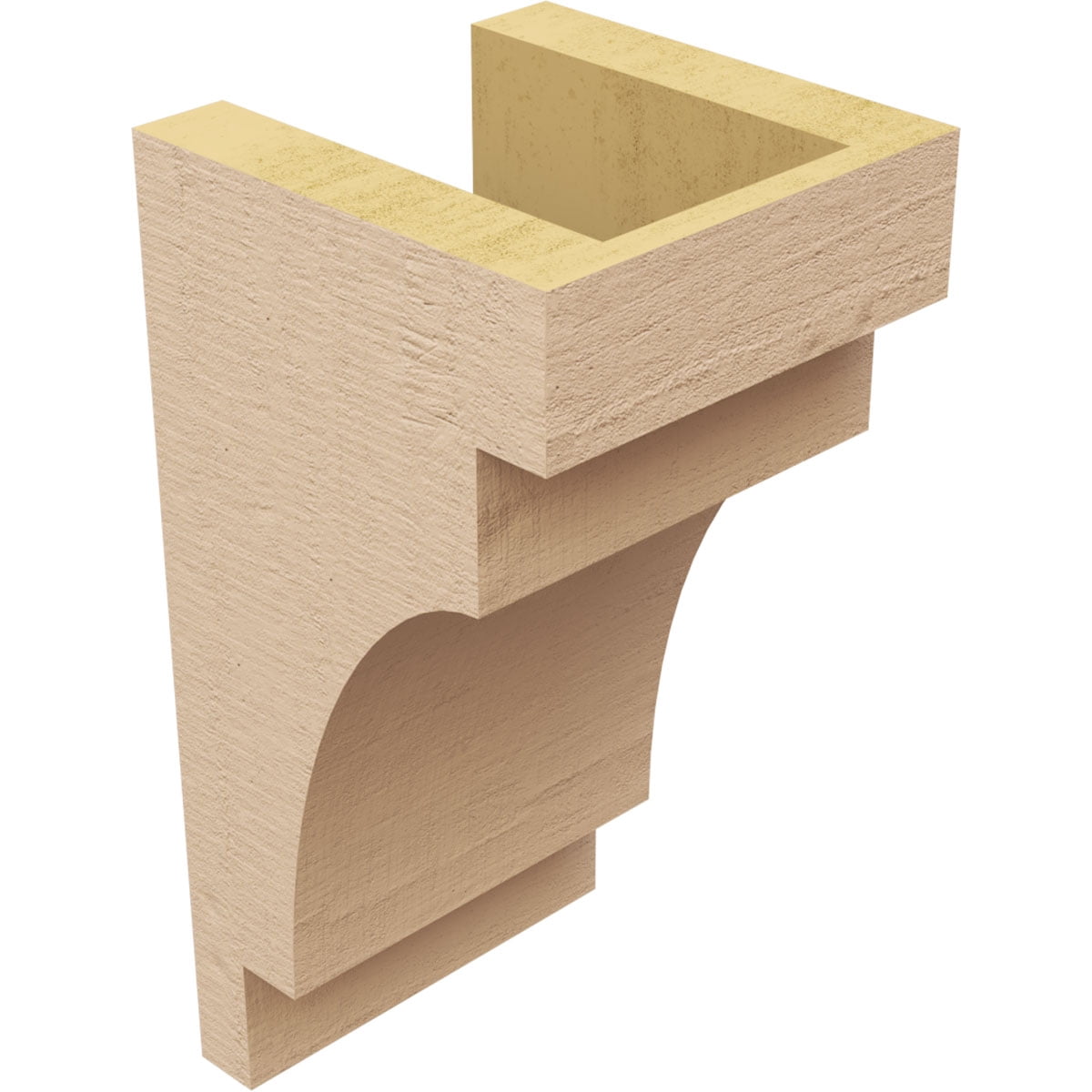 5"W x 5"D x 10"H Wide Mediterranean Rough Cedar Woodgrain TimberThane Corbel, Primed Tan
