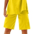 thumbnail image 5 of RYRJJ Cotton Linen Shorts for Women Knee Length Plus Size Summer Casual Beach Elastic Waist Drawstring Comfy Trendy Shorts(Yellow,S), 5 of 5
