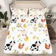 thumbnail image 2 of Homewish Cute Milk Cow Queen Sheet Sets,Kawaii Farmhouse Sheep Flat Sheet,Boho Style Chicken Queen Fitted Sheet For Kids,Luxury Bedroom Decor,4 Pieces, 2 of 7