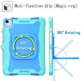 thumbnail image 2 of Kids Durable Handle Case for iPad Air 5th/4th Gen 10.9 inch, Silicone PC Heavy Duty Protection [360 Rotating Ring Stand/Adjustable Shoulder Strap] Tablet Case Cover for iPad Air 5th/4th,Mint+Blue, 2 of 8
