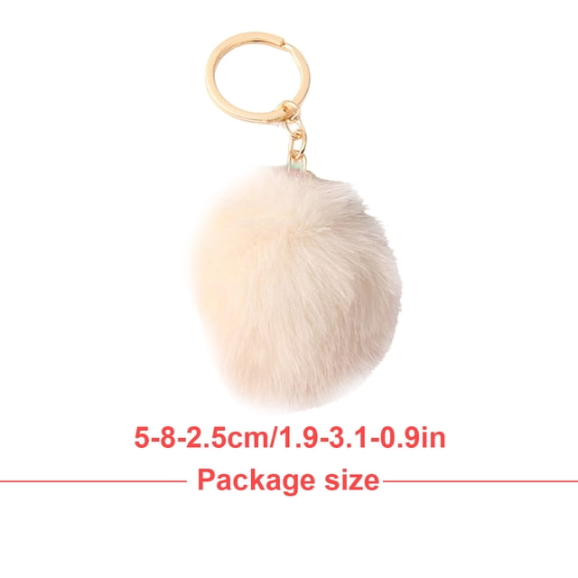 Inteprter Fuzzy Ball Llavero Encantadores Llaveros Multifuncional Conveniente Adorable Multi-colores Llaveros Mujeres Negro 4cm Artesanía Beige 10cm Inteprter HA059936-63