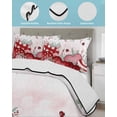 thumbnail image 3 of Twin XL Quilt Bedding Set, Red Pink Valentine's Day Reversible Summer Quilt 3 Pieces, Love Heart Eucalyptus Leaves Ombre Lightweight Bedspreads Coverlets with 2 Pillow Shams for All Seasons, 3 of 5