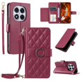 thumbnail image 1 of For Xiaomi Redmi Note 14 Pro 4G Case Ring Buckle Wallet Stand Rhombus Crossbody Leather Mobile Cover, 1 of 5