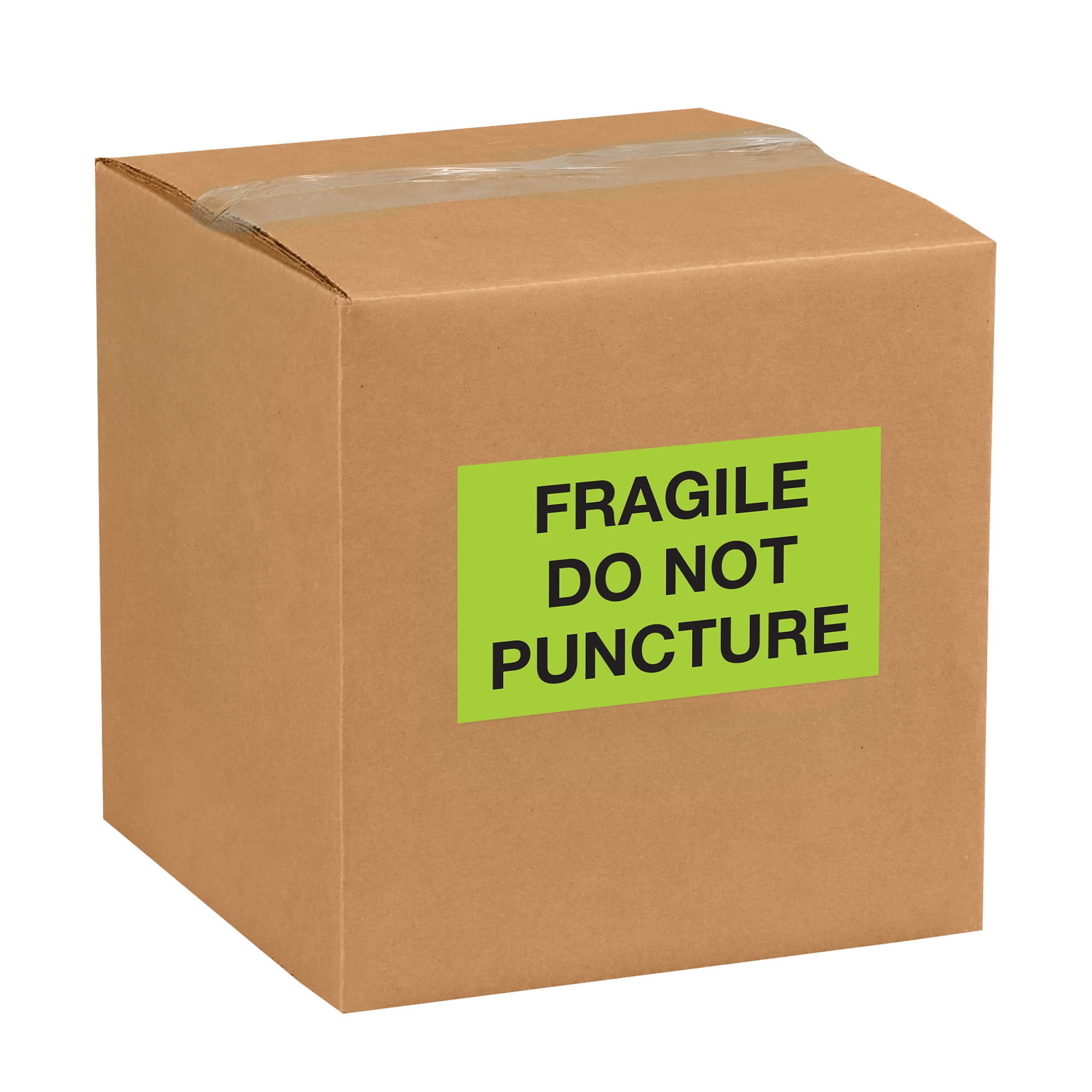 Tape Logic® Preprinted Special Handling Labels, DL1197, Fragile Do Not Puncture, Rectangle, 3" x 5", Fluorescent Green, Roll Of 500
