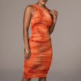 thumbnail image 5 of Fesfesfes Women's Bodycon Dress Fashion New Gorgeous Slim Fit Spandex Dress Sexy Sleeveless Vest O-Neck Tie-Dye Dress Gifts for Her Sale, 5 of 9