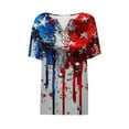 thumbnail image 5 of Cavosen Independence Day Clothes Women Petite Independence Day 3/4 Sleeve V Neck T Shirts American Flag Graphic Shirts Lady XL 4th of July Casual Shirts Red White and Blue Tunic Tees, 5 of 5