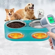 Heated Water Bowl - GooingTop 46OZ for Outdoor Heated Pet Bowl Removable Stainless Steel Double Heated Water Bowls for Heating Water and Food Waterproof Heated Dog Bowl Winter