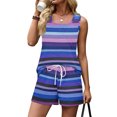 thumbnail image 5 of Iaqnaocc 2 Piece Sets for Women Casual Short Sets for Women Square Neck Striped Tank Top and Shorts Summer Outfits Lounge Sets for Women Vacation Outfits for Women Blue 2XL, 5 of 6