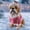 16.73" H Brown+Pink Garden Statues, variant on 10.24" H Bulldog Garden Statues with Red Santa Outfit,LED Lights,Resin Outdoor Statues,Suitable for Courtyard,Living Room,Black+Red