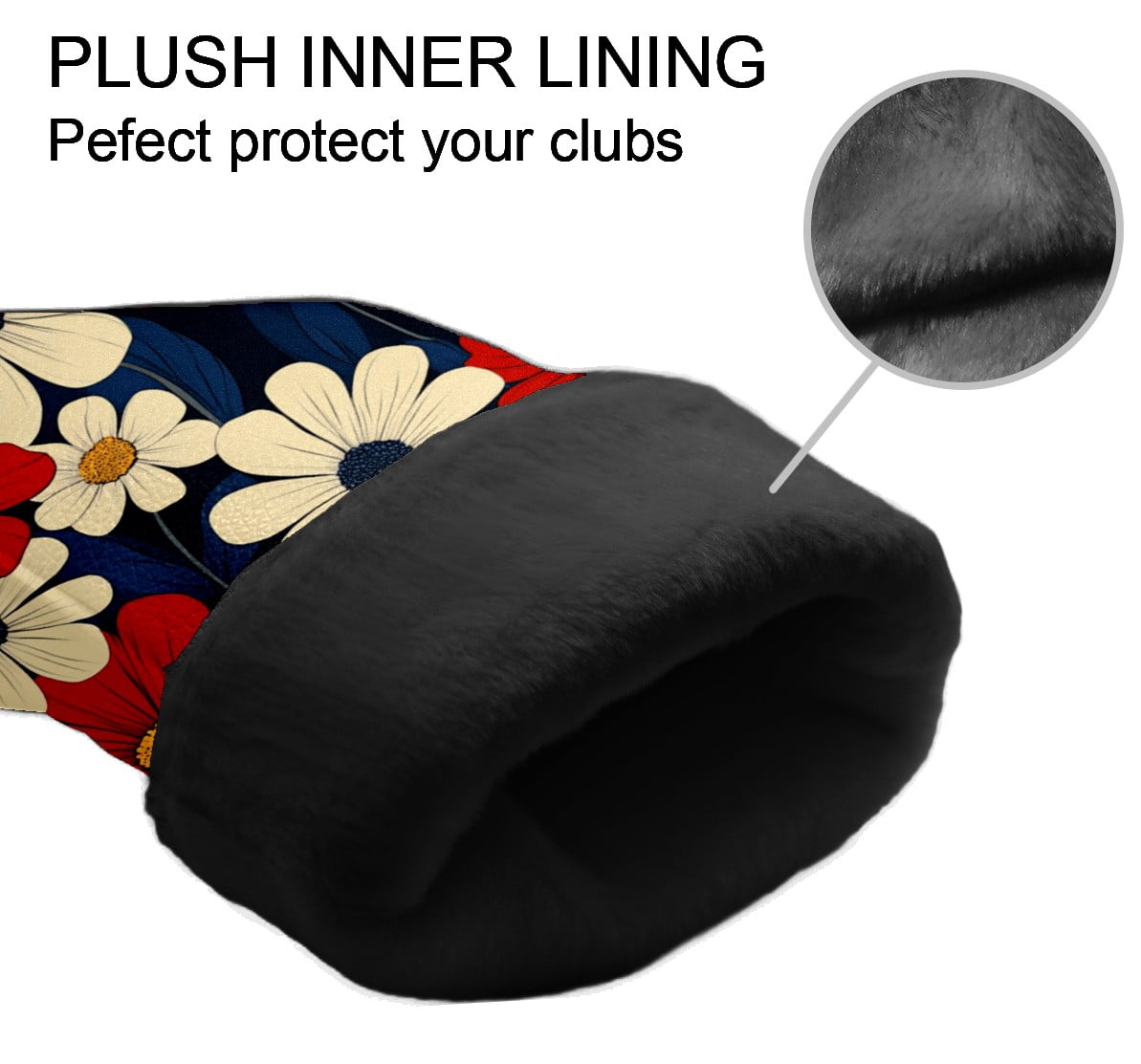Golf Club Covers PU Leather Waterproof Head Covers for Fairway Woods Hybrids Colorful Flower Pattern