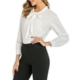 thumbnail image 6 of SAYFUT Women's Chiffon Blouse Long Sleeve Shirts Tops Bow Tied Neck Office Work Casual Slim Fit Shirt,Size M-3XL, 6 of 7