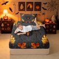 thumbnail image 5 of Erosebridal Halloween Spider Twin Sheets, Candle Autumn Bedding, Dark Gray Orange, Black Reversible, 3pcs, 1 Flat Sheet, 1 Fitted Sheet and 1 Pillowcase, 5 of 6