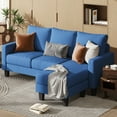 thumbnail image 2 of Homall Solid Print 100% Cotton L Shaped Convertible Sectional Sofa, Blue, 2 of 8