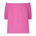 thumbnail image 6 of TKLPEHG Tops for Women Summer Off Shoulder Cotton Linen Top Lightweight Fashion Western Outfit for Women Solid Color Graphic Tee Regular Short Sleeve Blouses Leisure Blouses (Hot Pink,XXXXL), 6 of 6
