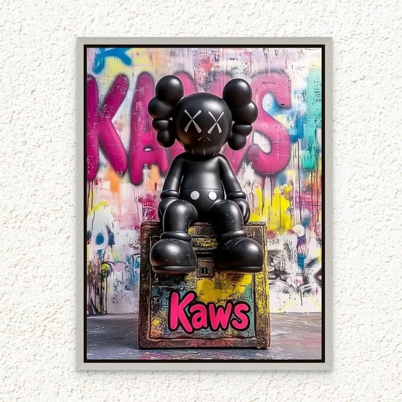 Art Mural sur Toile de KAWS Portrait Pop Art KAWS Impression Graffiti de Rue Décoration Murale pour Maison Salon Chambre Cadeau 12x16 Pouces Sans Cadre