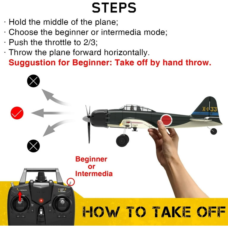 VOLANTEXRC RC Plane 4-CH Remote Control Airplane Ready to
