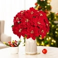 thumbnail image 4 of Lyacmy 17inch Artificial Poinsettia with Golden Stamen, 4pcs Red Velvet Poinsettia Flower Christmas Bouquet Decorations Home Decor, 4 of 9