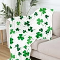 thumbnail image 6 of Happy St Patrick''s Day Throw Blanket, Green Clover Leaves Shamrock Blankets and Throws, Super Soft Cozy Blankets Spring Holiday Decorate Throws for Bed Couch Sofa, 50x60 Inches, 6 of 6