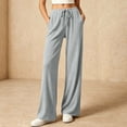 thumbnail image 3 of HomeDM Lounge Pants for Women Straight Leg Drawstring Casual Trousers Gray Athletic Work Pants with Pockets Size XL, 3 of 8