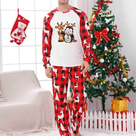 

women Christmas pajamas for family matching outfits son daughter sets soft Red Parent-child Warm Christmas Set Printed Home Wear Pajamas Two-piece Dad Set