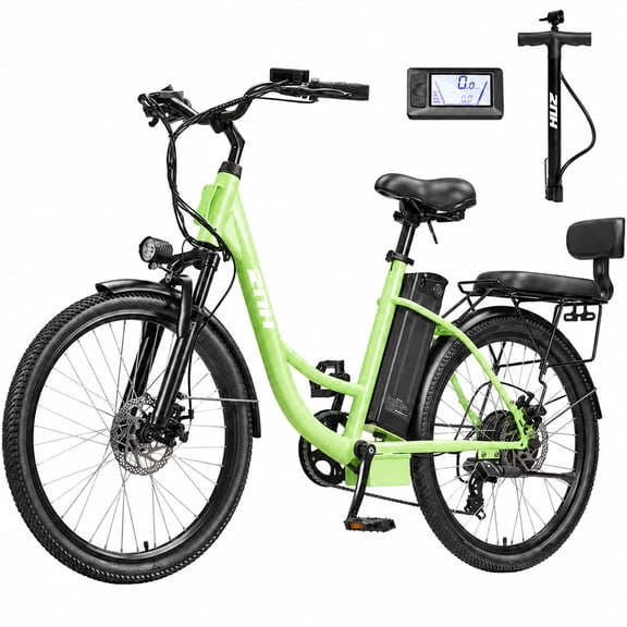 ZNH 750W Step Thru Electric Bicycle for Adult Women, 24'' Tire, 48V 13Ah Lithium‑ion Removable Battery, 20 MPH Ebike, UL2849 Certified, Recreational Use Only, Green