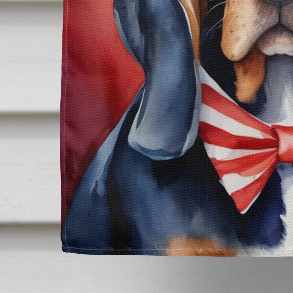 Black and Tan Coonhound Patriotic American House Flag 28 in x 40 in