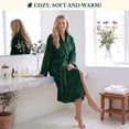thumbnail image 4 of PAVILIA Emerald Green Women Robe Fleece Plush Soft, Fluffy Fuzzy Cozy Warm Lightweight Bathrobe, Shower Spa House Long Robe for Women, S/M, 4 of 8