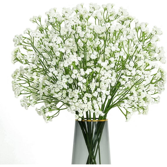 pc Babys Breath Artificial Flowers Gypsophila Real Touch Flowers Fake Bouquet Home Wedding Garden DIY Decor(White)